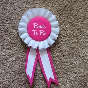 Source Unknown Pink and White Bride To Be Ribbon